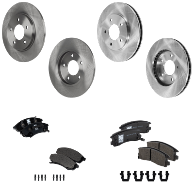 1995 Buick Regal Front and Rear Brake Disc and Pad Kit, Plain Surface, 5 Lugs, Cast Iron, Semi-Metallic, Pro-Line Series