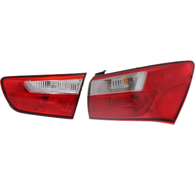 2014 Kia Rio Passenger Side, Inner and Outer Halogen Tail Light, With bulb(s), 4-Door, Sedan, Mounts On Luggage Lid, OE Replacement