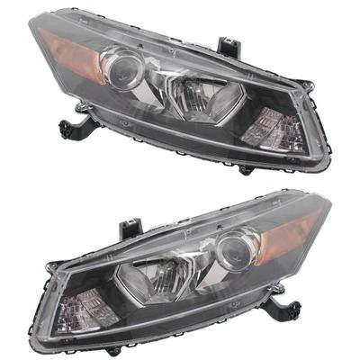 2012 Honda Accord Driver and Passenger Side Headlights, with Bulbs, Halogen, with Clear Turn Signal Light, Coupe (2011-2012 Style)
