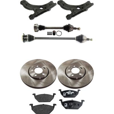 2004 Volkswagen Jetta 8-Piece Kit Front, Driver and Passenger Side Axle Assembly, Front Wheel Drive, Manual Transmission, From VIN No. 9M-X-000-001, 288mm Front Disc, New, includes (2) Axle Assembly, (2) Brake Disc, (1) Brake Pad Set, and (2)...