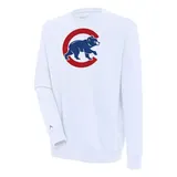 Antigua MLB Chicago Cubs Walking Bear Men's Victory Crew, White, Medium, Cotton