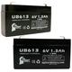 2x Pack - Compatible UNIVERSAL POWER GROUP D5731 Battery - Replacement UB613 Universal Sealed Lead Acid Battery (6V 1.3Ah 1300mAh F1 Terminal AGM SLA) - Includes 4 F1 to F2 Terminal Adapters