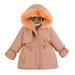 Girls Winter Coats Winter Warm Thick Long Sleeve Padded Hooded Girls Denim Jackets A 110