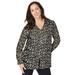 Plus Size Women's V-Neck Blouse by Jessica London in Black Abstract Dot (Size 26 W)