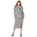 Plus Size Women's Belted Skirt Suit by Jessica London in Ivory Houndstooth (Size 22 W)