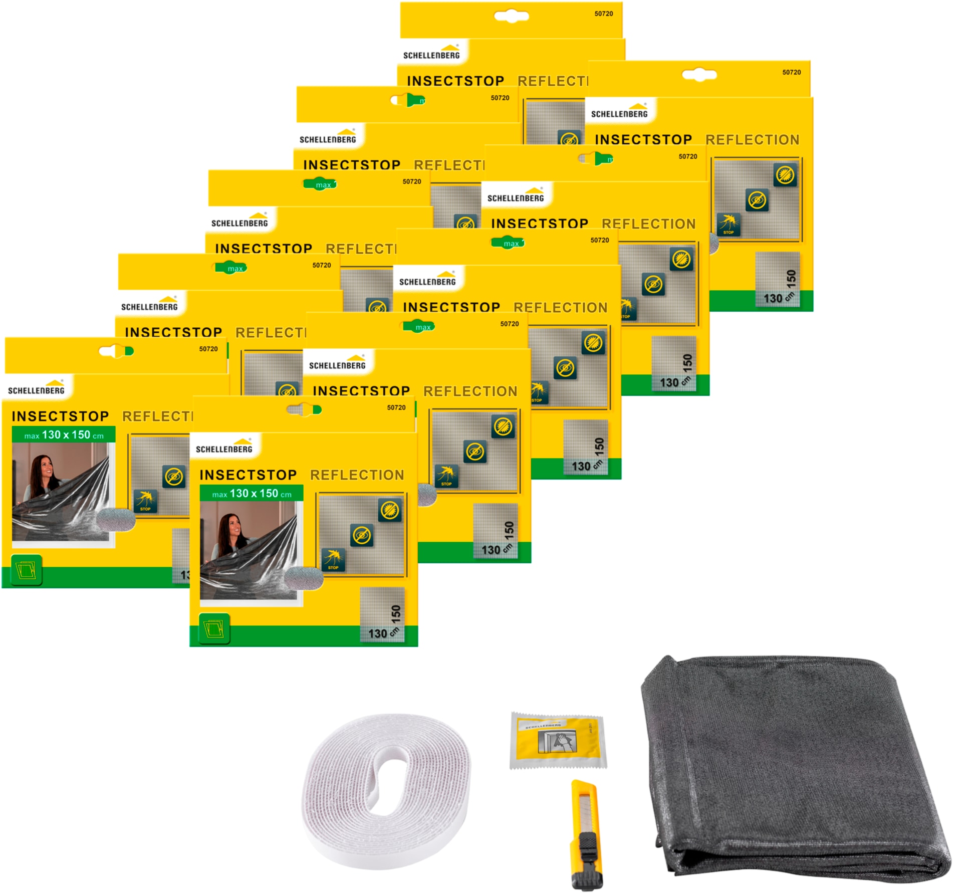 Fliegengitter-Gewebe SCHELLENBERG "Reflection, reflektierender Insektenschutz", grau (rahmen: grau gewebe: grau), B:130cm H:150cm, Insektenschutzgitter, für Fenster, 130 x 150 cm, anthrazit