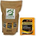 Twinings English Breakfast Golden and Well Rounded Balanced Blend for Morning Bless Medium Caffeine Wheat and Mustard Free 100% Black Tea - Pack of 400 Sachets