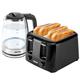 Geepas 4 Slice Bread Toaster & 1.7L Illuminating Electric Glass Kettle Set – 2200W Cordless Jug Kettle, Auto Shut Off & Boil Dry Sensor – 1400W Toaster with Dual Control & 6 Level Browning, Black