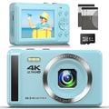 Digital Camera 4K FHD Vlogging Camera, 44MP Autofocus Compact Camera with 16X Digital Zoom, Rechargeable 2.4” Mini Kids Camera with 32GB Memory Card,2 Batteries for Beginners Students Teenagers