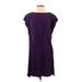 Vince Camuto Casual Dress - Shift High Neck Short sleeves: Purple Solid Dresses - Women's Size 2