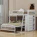 Haoyang Twin over Full 6 Drawer L-Shaped Bunk Beds w/ Bookcase by Harriet Bee Wood in White | 65.7 H x 79.5 W x 79.5 D in | Wayfair