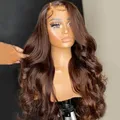Perruque Lace Front Wig Body Wave Brésilienne Naturelle Cheveux Humains Couleur Brun Chocolat