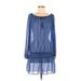 Jones New York Sport Casual Dress - Mini Keyhole Long sleeves: Blue Dresses - Women's Size Medium