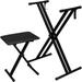 Bilot Double X Keyboard Stand and Bench Set Adjustable Height Digital Piano Stand with Lockable Straps for 49 61 76 88 Keys