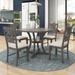 5-Piece Solid Wood Dining Table Set with Round Dining Table w/Storage Shelf and Upholstered Dining Chairs for Living Room