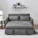 55" Modern Convertible Sofa Bed Velvet Pull Out Loveseat Bed with 2 Detachable Arm Pockets and 2 Pillows for Living Room