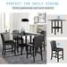 Modern 5 Piece Dining Table Set with PU Leather Side Chairs and Marble Square Dining Table w/Shelf for Livingroom
