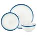 Sheer Blue Porcelain 12 Piece Dinnerware Set, Service for 4