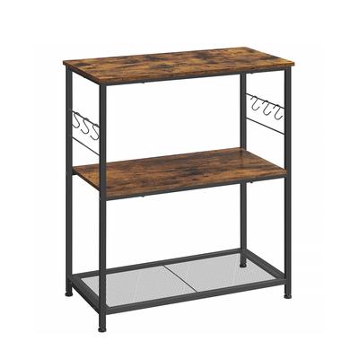 Baker’s Rack, Kitchen Shelf, Kitchen Island, Microwave Oven Stand with 3 Open Shelves, 6 Hooks - 31.5” x 15.7” x 35.4”