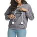 DeHolifer Trendy Mesh Zipper Pet Dog Hoodie for Women Fashion Print Pocket Sweater Pullover Casual Outdoor Hoodie Sweatshirt Top Gray L