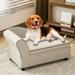 Oarlike Pet Sofa Linen Fabric Comfort Dog Couch with Storage Box Removable&Washable Cushion Dog Sofa Bed for Small and Medium Dogs Cats for All Seasonsï¼ˆBeigeï¼‰