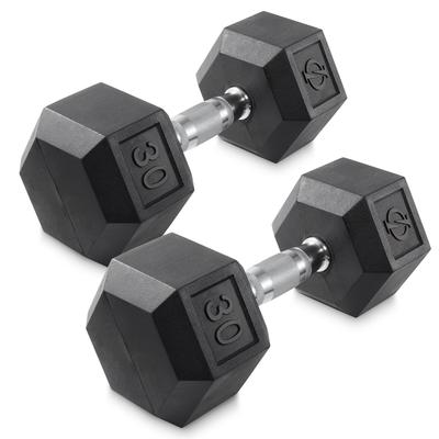 Pair of Rubber Coated Hex Dumbbell, Cast Iron Hand Weight Set