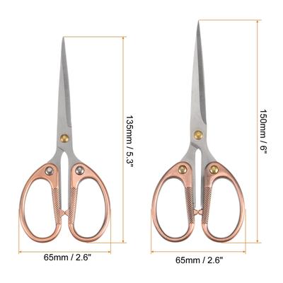 1 Set 6" 5.3" Stainless Steel Vintage Scissors for Embroidery Sewing Copper Tone - Copper Tone