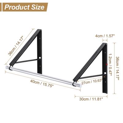 2pcs Retractable Clothes Rack, Wall Mounted Folding Clothes Hanger Black