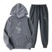 Wyongtao Women s 2 Piece Outfits Tracksuits Sets Dandelion Printed Long Sleeve Pullover Hoodies and Jogger Pants Lounge Sets Dark Gray XXL
