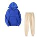 Wyongtao Women Sports Tracksuits 2 Piece Outfits Pullover Hoodie Long Set Oversized Sweatshirt Long Sweatsuit Blue XL