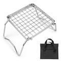 Mini Stainless Steel Grill Folding Stand Barbecue Grill Camping Pot Holder BBQ Net Ultralight Firewood Bracket Rack BBQ Wire Mesh Baking Roasting Cooling Net Plate for Outdoor Camping Backp