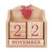 NUOLUX 1Pc Creative Wooden Calendar Ornament European Rural Style Perpetual Calendar Adornment Photography Props Household Decoration (Red)