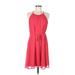 Elle Casual Dress - A-Line Halter Sleeveless: Red Print Dresses - Women's Size Medium