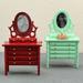 Fairnull 1:12 Miniature Dresser Mirror Drawer Design Stable Support Non-Fading Free Standing Dressing Table Model for Entertainment