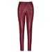Elainilye Fashion Women s Leather Pants Casual Faux Leather Pants Slim Fit Long Pants Casual Leggings Pants Red
