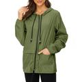 Rain Coats for Women Waterproof with Hood Packable Rain Jackets Womens Lightweight Rain Jackets Outdoor Army Green 2XL