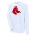 Men's Antigua White Boston Red Sox Victory Crewneck Chenille Pullover Sweatshirt