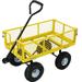 Steel Garden Cart Wagon Cart with Removable Mesh Sides to Convert into Flatbed Metal Wagon for Garden Farm Yard 3 cu ft 550 lbs Capacity Yellow
