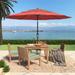 Boyel living 10ft 3-Tier Patio Market Umbrella with Double Airvent Aluminum 32 LED Lights Sunshade Shelter Outdoor Umbrella for Garden in Red