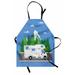 RV Apron Retro Trailer Driving on Forest Area Road Surrounded by Evergreen Trees Open Sky Scenery Unisex Kitchen Bib with Adjustable Neck for Cooking Gardening Adult Size Multicolor by Ambesonne