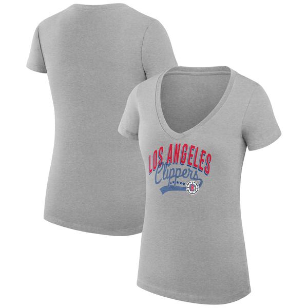 womens-g-iii-4her-by-carl-banks-heather-gray-la-clippers-filigree-logo-v-neck-fitted-t-shirt/