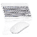 Rechargeable Bluetooth Keyboard and Mouse Combo Ultra Slim Full-Size Keyboard and Mouse for T-Mobile REVVL 4 and All Bluetooth Enabled Mac/Tablet/iPad/PC/Laptop - Stone Grey with White Mouse