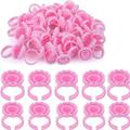 100Pcs Glue Rings Lash Glue Ring Glue Ring Lash Glue Holder Lash Glue Rings Glue Rings for Eyelash Extensions False Eyelash Glue Ring Cup Lashes Quick Blossom Cups for Eyelash Extension(Pink)