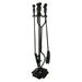 ZQRPCA 5-Piece Fireplace Toolset and Metal Hearth Accessory Black