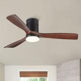 52 Semi Flush Ceiling Fan with Integrated LED Light in Solid Wood Blade