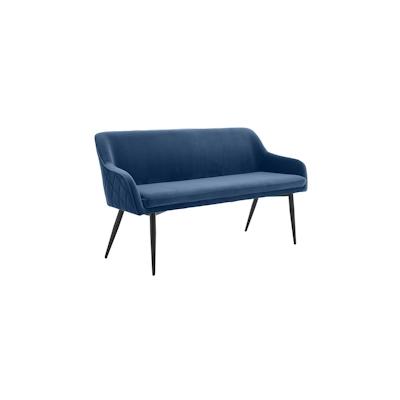 SalesFever Sitzbank | mit Armlehnen und Rückensteppung | Samt, Metall | B 160 x T 61 x H 85 cm | blau, schwarz