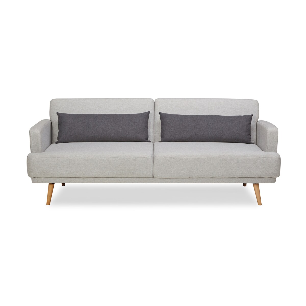 SalesFever 3-Sitzer Sofa mit Schlaffunktion | inkl. Zierkissen | Bezug Webstoff | Beine Pinienholz | B 214 x T 86 x H 83 cm | grau Image