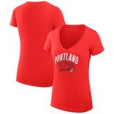 Women's G-III 4Her by Carl Banks Red Portland Trail Blazers Filigree Logo V-Neck Fitted T-Shirt