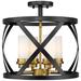 Malcalester by Z-Lite Matte Black + Olde Brass 4 Light Semi Flush Mount