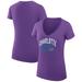 Women's G-III 4Her by Carl Banks Purple Charlotte Hornets Filigree Logo V-Neck Fitted T-Shirt